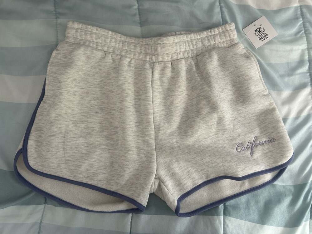 SWS Athletics California Sweat Shorts Heather Grey with Blue Piping Medium